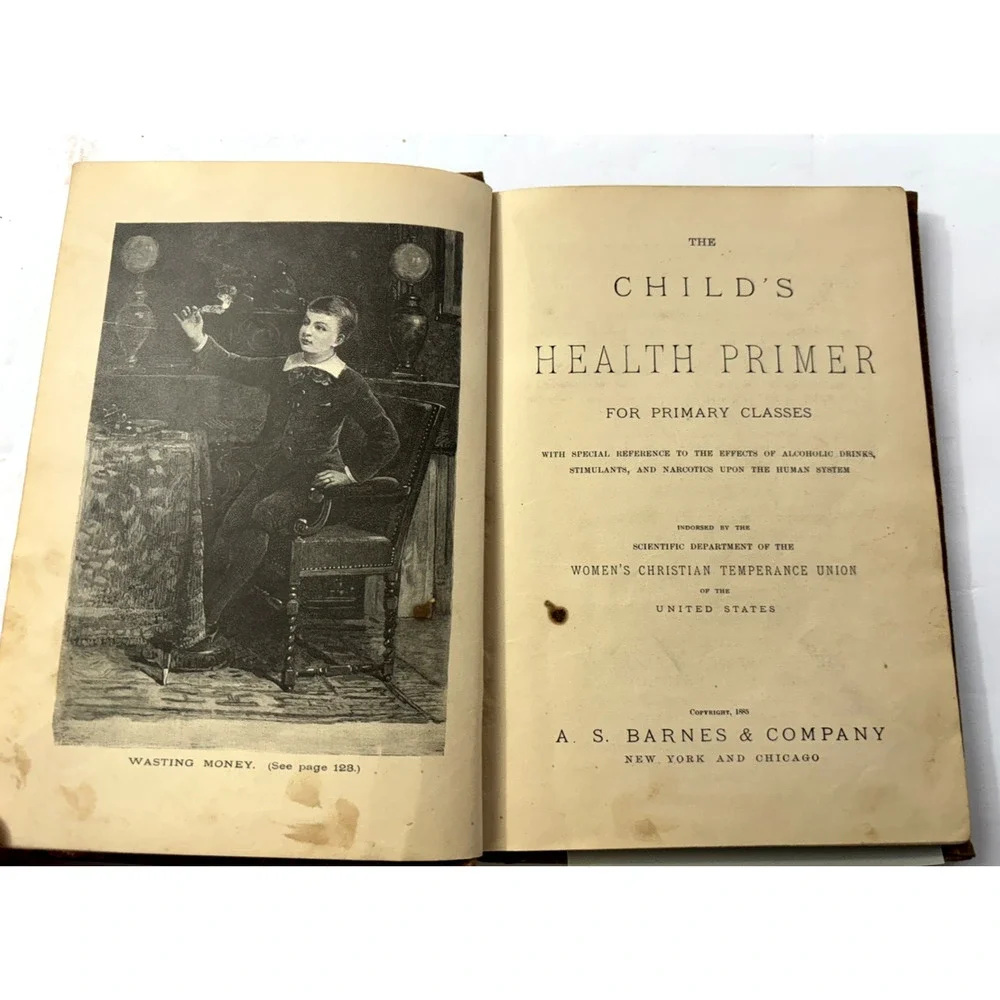 Antique 1885 Child’s Health Primer Pathfinder No 1 WCTU Temperance Textbook